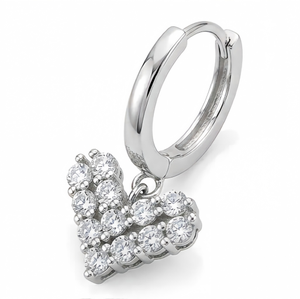 Pendientes de Aro de Plata 925 con Moissanita en Forma de Corazón, Pendientes de Botón con Forma de Corazón, Joyería con Engaste de Garra Bañada en Rodio para Mujer - Product Image 2