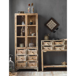 Armoire latérale de nourriture japonaise étroite armoire de rangement en bois massif verre ivrogne salon mur couloir armoire rétro - Product Image 2