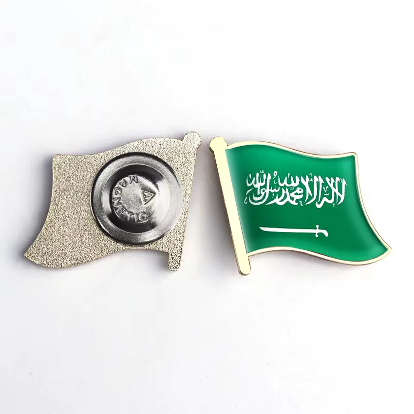 Broche de bandeira de esmalte, venda quente de broche de aniversário nacional, lembrança, logotipo, presente, 3d, arábia saudita