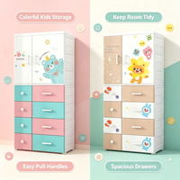 Armoire en plastique pour enfants avec porte et tiroirs, grande capacité, pour chambre d'enfant, commode de rangement