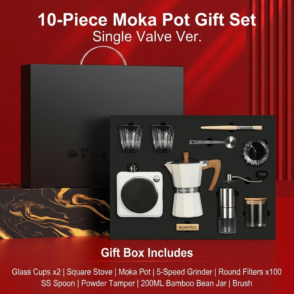 White 10-piece set, single-valve version