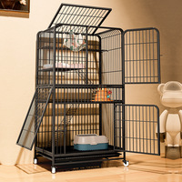 Bouton de cage d'exposition de chat en fil de métal de luxe pliable robuste conception à trois étages taille personnalisable pour une utilisation intérieure/extérieure