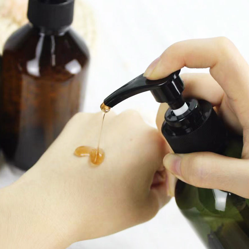 Custom 300ml 500ml Amber Green Transparent Plastic PET Shampoo Bottle Hair Oil Bottle With Lotion Pump