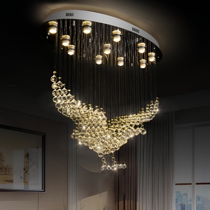 Lustre moderne en cristal au design <span class=keywords><strong>aigle</strong></span>, grande lampe suspendue LED pour hôtel, villa, salle de banquet simple, salon - Product Image 1