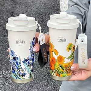 Seaygift 500 ml Tasse à <span class=keywords><strong>Café</strong></span> Isotherme en Acier Inoxydable « Muguet », Gobelet de Voyage Double Paroi pour Filles et Voiture avec Cordon - Product Image 3