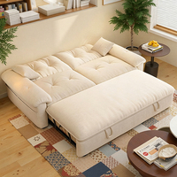Sofá Cama 3 en 1 Color Blanco Crema, Sofá Cama Extraíble de Tela Lavable Moderna, Sofá Cama para Sala de Estar con Funda Extraíble