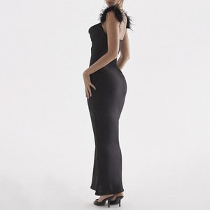 Vestido Largo con Cuello Halter, Cintura Alta, Espalda Descubierta, Sin Mangas, Vestido de Noche Transpirable, Estilo Moderno - Product Image 3