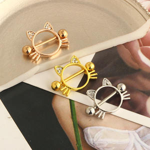 <span class=keywords><strong>Piercing</strong></span> para pezón de gato para mujer, anillo para pezón de cristal de acero inoxidable, para pecho <span class=keywords><strong>Piercing</strong></span>, joyería decorativa para el pecho - Product Image 4