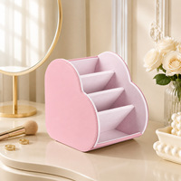 Boîte de rangement en cuir PU de luxe léger en forme de cœur avec séparateurs, doublure en velours, organisateur portable pour télécommandes et accessoires de bureau