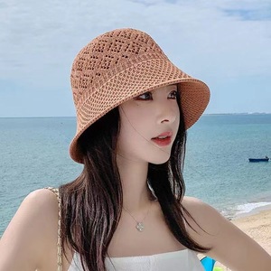 Sombrero de Punto para Mujer, Estilo Bucket, Color Negro, Protección Solar, Transpirable, Casual, para Playa, para Adultos - Product Image 2