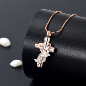 Collane con urna per ceneri gioielli per cremazione a farfalla per donna uomo croce Memorial Ash Pendant Keepsake Jewelry Gifts - Product Image 2