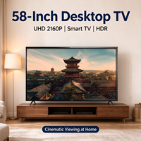 TV LED LCD Android Pintar 55 Inci dengan Kontrol Suara, Layar 4K UHD, dan Stand Meja untuk Hiburan Rumah dan Hotel