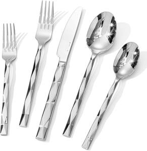 Juego de cubiertos duraderos de primera calidad Cubiertos decorativos de metal con acabado brillante Fácil de limpiar para comidas familiares Bodas y restaurantes - Product Image 1