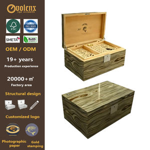 Op maat gemaakte logo hoogglans handgemaakte opbergdozen voor sigaren, 2 trays, ruimte voor 80 sigaren, Spaans cederhout, met bevochtiger - Product Image 1