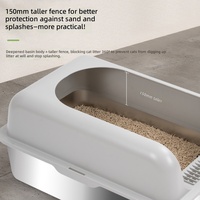 Grande litière pour chat en acier inoxydable, bac à litière métallique durable pour animaux de compagnie, plateau à litière à bords hauts, nettoyage facile, contrôle des odeurs