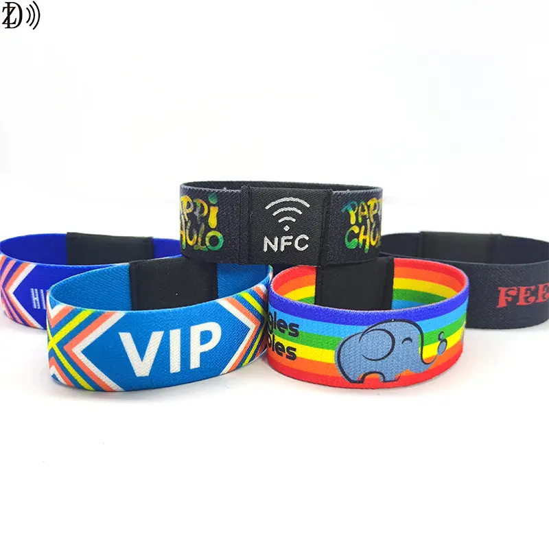 Gelang tenun RFID NFC elastis nyaman konser kode QR gelang RFID kustom