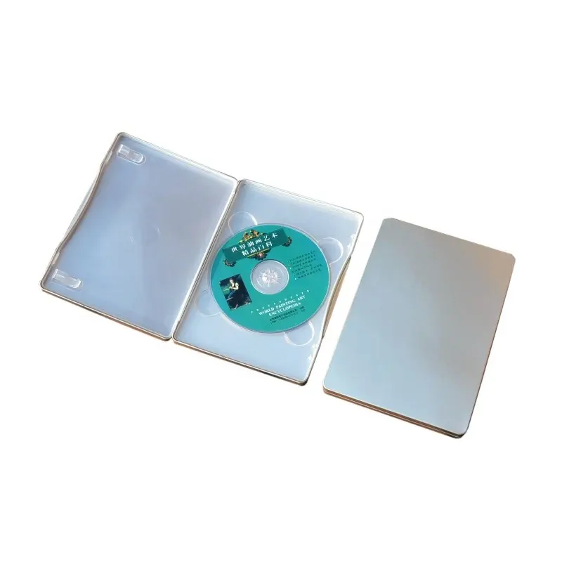 金属CDDVDブリキ箱収納ケースヒンジ付き長方形銀色アルミニウム