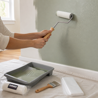 Ensemble de 6 rouleaux à peinture avec plateau, pinceau, housse de rouleau et autres outils de peinture pour la peinture murale, la décoration de la maison en DIY