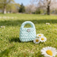 Sac créatif en crochet fait main, écologique, accessoires de crochet, boutons mignons, petits sacs, sac de rangement pour écouteurs, sac de tricot