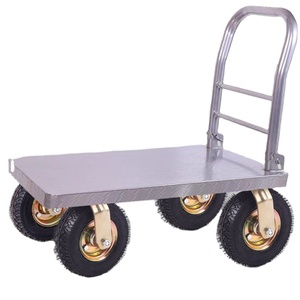 עגלת משא מפלדה כבדה עם צמיגים פנאומטיים גדולים, עגלת משטח שטוחה מתקפלת, שקטה, ניתנת להתאמה אישית - Product Image 1