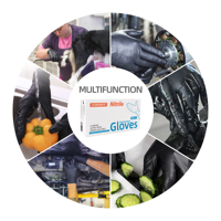 Gants jetables en nitrile noir épaisseur 4/5/6mil anti-utilisation de salle blanche chimique de qualité alimentaire sans poudre sans latex texturé