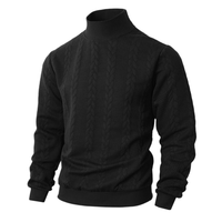 Pull en maille à col roulé pour homme, coupe ajustée, couleur unie, jacquard torsadé, automne-hiver, chaud, manches longues, confortable et tendance