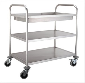 Stainless Steel Serving <b>Trolley</b> Four Tier Food Service <b>Cart</b> With Wheels - Product Image 1