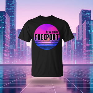 เสื้อยืดฟรีพอร์ต เวเปอร์เวฟ นิวยอร์กสีดำ ผ้าฝ้าย 100% คอกลม แขนสั้น สำหรับผู้ใหญ่ โปรโมชั่น - Product Image 3