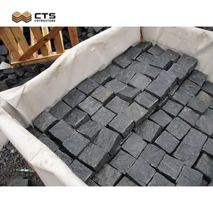 China Granito Cinza Escuro Pedra G654 Tumbled Cubos Cubos de Pedra De Calçada de granito para Pavimentos