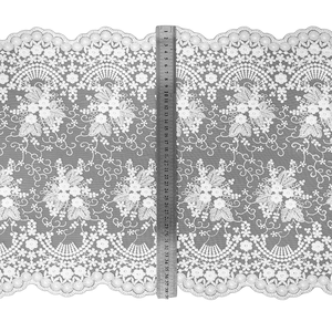 Tela de encaje floral blanca para novias, malla bordada, nailon/algodón ecológico, adorno de moda para vestidos. - Product Image 4