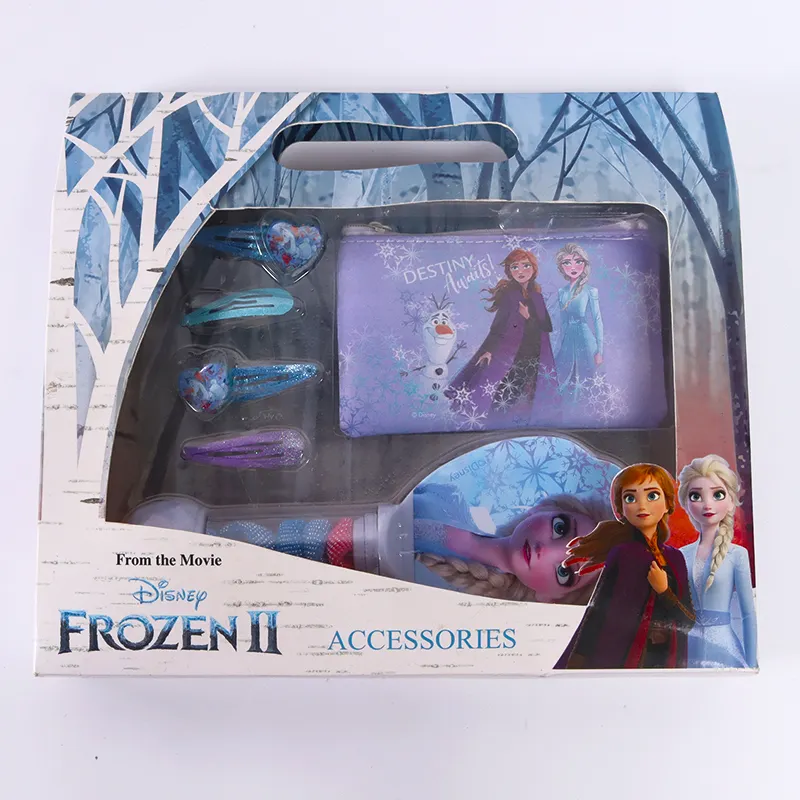 Conjunto de accesorios para el cabello para niña, pinzas a presión de Frozen y peine para el pelo, caja de regalo