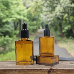30ml 50ml 100ml Amber <b>Men</b> Beard Essential Oil Bottles Rectangle Shiny Amber Brown Dropper square Glass Bottle With Pipette <b>Cap</b> - Product Image 4