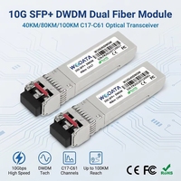 Módulo Transceptor SFP+ DWDM de 10G, 100GHz, Banda C, Longitud de Onda Fija, Doble LC SMF, 40km/80km, Módulo Óptico para Switch de Centro de Datos