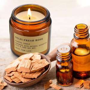 Custom 4 Pack Scented Candle Set Soy Wax Aromatherapy Candles for Home <b>Decoration</b> Amber Glass <b>Jar</b> Candle Gift for Women - Product Image 5