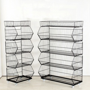 Scaffale in metallo scaffale industriale in metallo resistente espositore per cestini in filo metallico scaffale in filo metallico a 2 livelli cd rack. De sktop shelf. - Product Image 4
