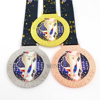 Médaille de récompense professionnelle pour la Coupe d'État de Taekwondo, en alliage de zinc imprimé UV, avec ruban d'arts martiaux, vente en gros d'usine