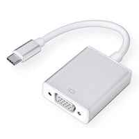 Cable Adaptador USB 3.1 Tipo C Macho a VGA Hembra, Coaxial, Par Trenzado, Blindaje Trenzado de PVC, para Teléfono Móvil, Laptop, Monitor