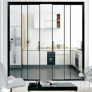 モダンでシンプルなスタイルのフレームレス透明強化ガラス、狭額縁アルミ引き戸（住宅およびオフィス内装デザイン用） - Product Image 3