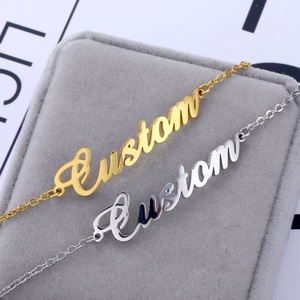 Personalizzato 18K <span class=keywords><strong>oro</strong></span> placcato in acciaio inox bracciale personalizzato nome personalizzato per <span class=keywords><strong>adulti</strong></span> e bambini anniversari regalo - Product Image 4