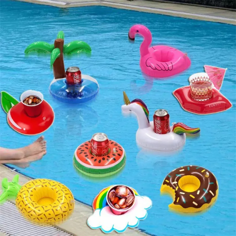 स्विमिंग पूल inflatable कप धारक अनुकूलित प्रिंट पानी पूल फ्लोट खिलौने तैराकी अंगूठी पार्टी कप धारक पूल फ्लोट