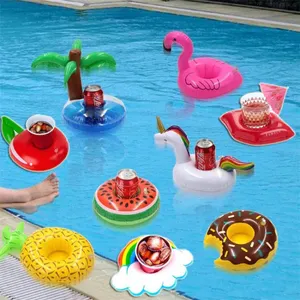 Schwimmbad aufblasbare tasse halter anpassen druck wasser pool float spielzeug schwimmen ring party tasse halter pool float