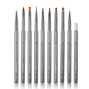 TITIAN 9 Cái Kim Loại Nail Art Brush <span class=keywords><strong>Set</strong></span> Cho Làm Móng Tay Pha Trộn Gel Polish Mở Rộng Cọ Pen 3d Hoa Cho Móng Tay - Product Image 2