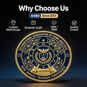 Moneta Commemorativa Personalizzata in Metallo Pressofuso 3D, Placcata Oro, con Aquila Blu Navy, Scudo, Corona di Alloro <span class=keywords><strong>e</strong></span> Bordo a Corda - Product Image 5