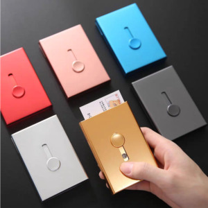 Boîte de cartes de visite en aluminium, boîtier de <span class=keywords><strong>luxe</strong></span> pop-up pour hommes, logo personnalisé, bouton poussoir, <span class=keywords><strong>porte</strong></span>-cartes de visite, 1 pièce - Product Image 2