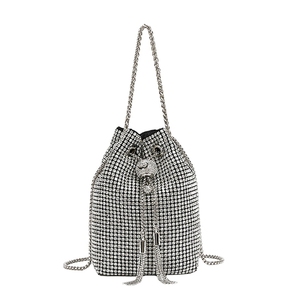 Women Classic Crystal Bucket Bag Luxury Drawstring <b>Shoulder</b> Bag with a Detachable <b>Strap</b> for Work Daily Life - Product Image 1