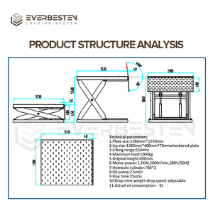 Meja Angkat Gunting Hidrolik Industri dengan Tinggi Angkat 2M Ukuran Meja Dapat Disesuaikan untuk Penggunaan Bengkel dan Gudang - Product Image 2