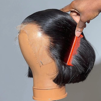 Perruque en cheveux humains avec closure en dentelle HD 4x4 5x5, Perruques coupe pixie d'été en gros, Perruques bob courtes et lisses 100% en cheveux humains brésiliens avec dentelle