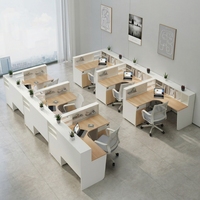 Bureau de travail modulaire d'angle pour employés avec prise double intégrée, poste de travail pour plusieurs personnes en espace ouvert