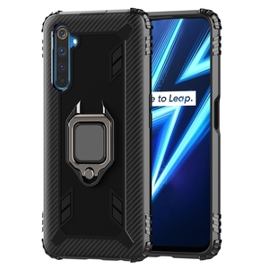 Pour OPPO <span class=keywords><strong>Realme</strong></span> <span class=keywords><strong>6</strong></span> Pro Étui de protection en fibre de carbone avec support rotatif à 360 degrés - Product Image 2