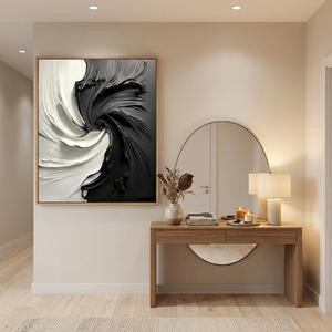 Cuadro Moderno de Naturaleza Muerta Abstracta en Blanco y Negro, Arte Decorativo Enmarcado para Colgar en la Pared, Lienzo Pintado a Mano con Técnica Mixta de Óleo, Personalizado - Product Image 5